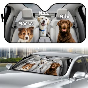 Pet Photo Auto Windshield Sun Shade, Custom Name Picture\Text Block UV Rays Sun Visor Protector Car Sunshade.Dog lover