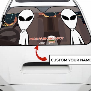 Alien Windshield Sun Shade, Custom name/ Text Block UV Rays Sun Visor Protector Car Sunshade Funny Sunshade