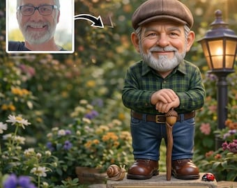 Spersonalizowana para krasnali ze zdjęcia, spersonalizowana akrylowa tabliczka ogrodnicza, prezent na wspólne starzenie się, zabawny prezent dla niego, taty, prezent walentynkowy