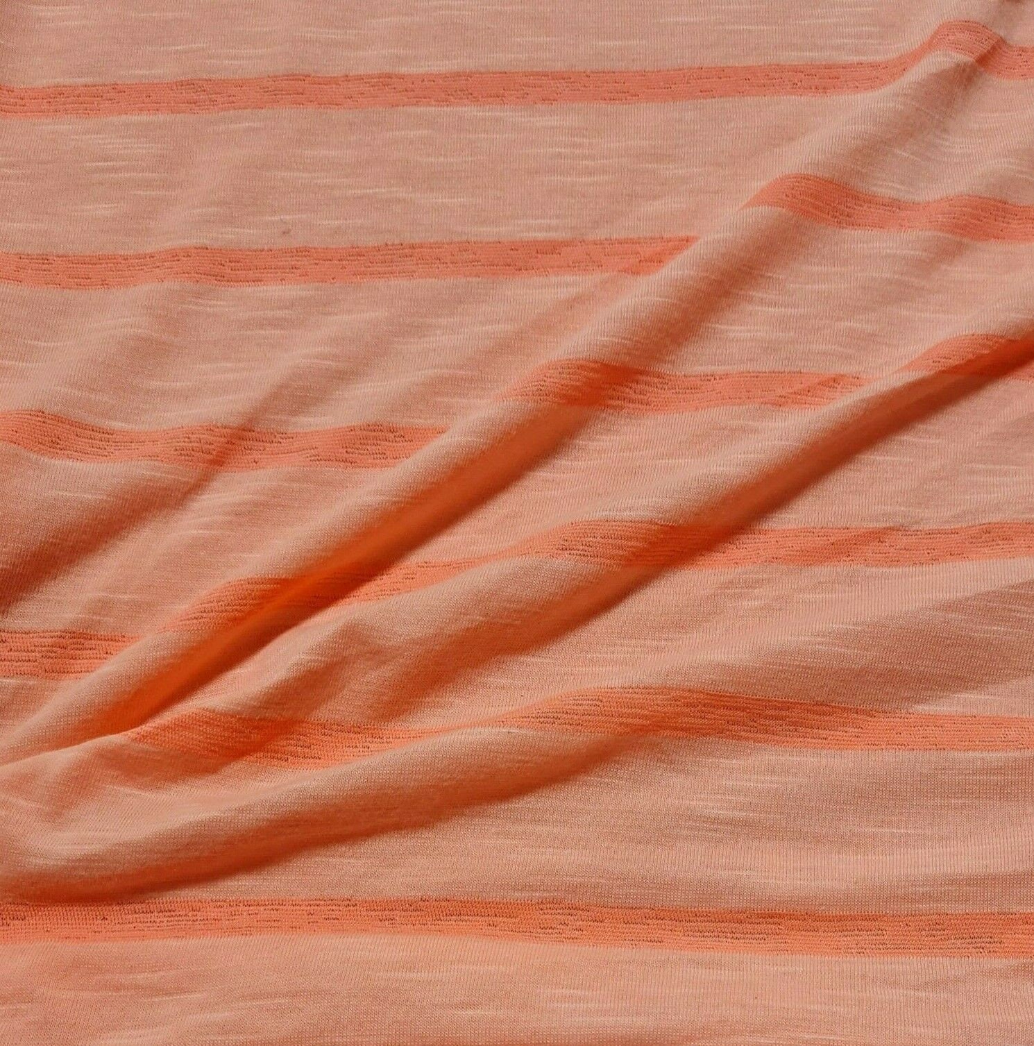 Jersey Fabric Neon Peach Colour Striped 55 Wide 2 Way Etsy