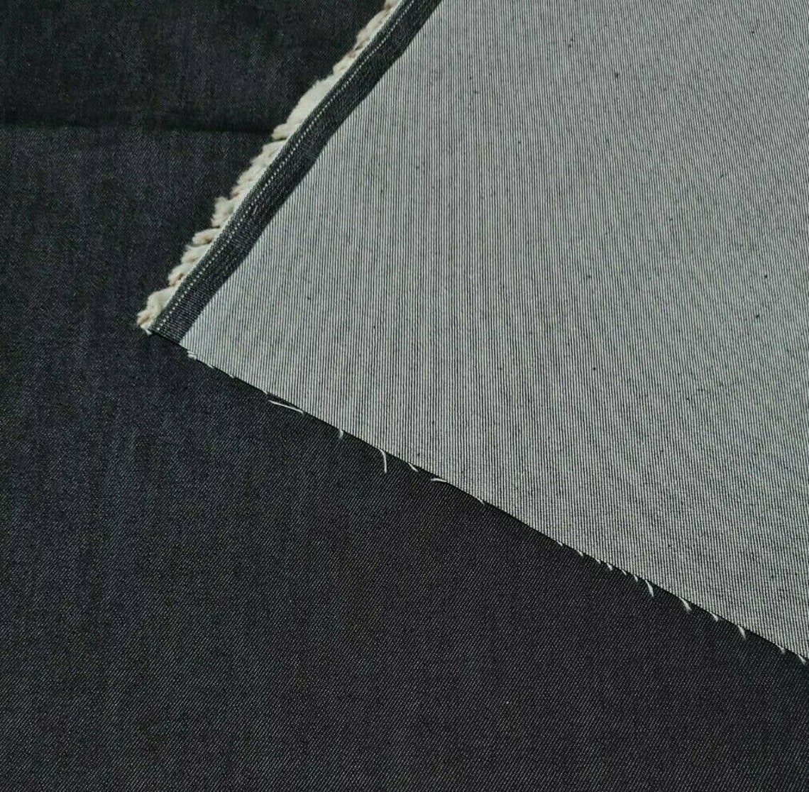 Cotton Denim Fabric Navy Melange Sold By The Metre | Etsy