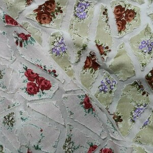 Ripped Floral Printed Fabric Viscose Jersey Sewed On Thin Polyester Jersey