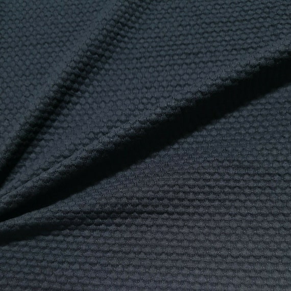 Viscose Jersey Fabric Honeycomb Figured Stretch Navy 59 Wide by the Metre  A1-191 