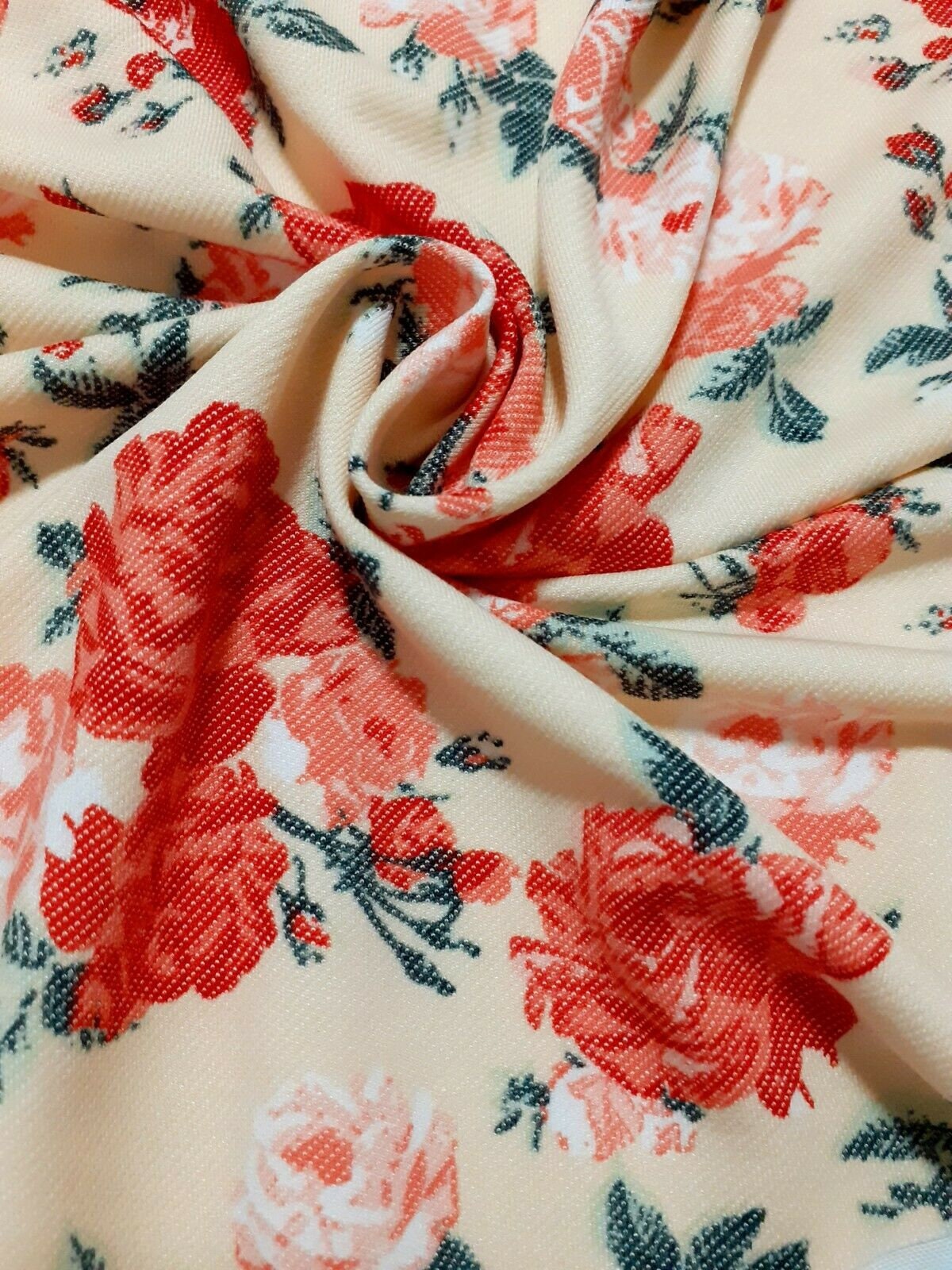 Jersey Fabric Floral Printed Stretch Diagonal Lined Sold By Etsy