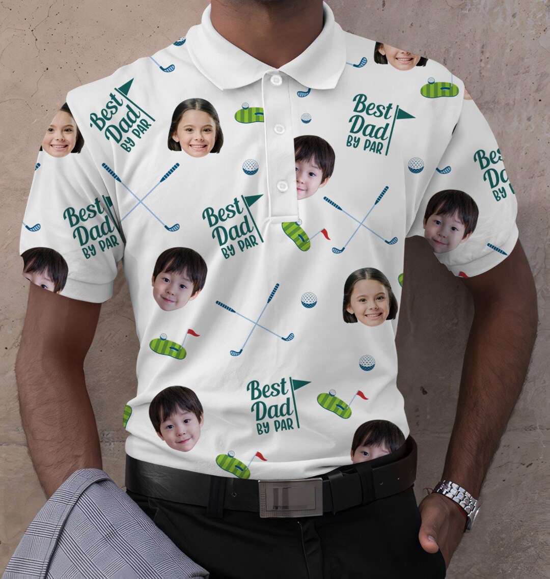 Personalized Best Dad by Par Polo Shirt, Custom Kids Face Photo Polo ...