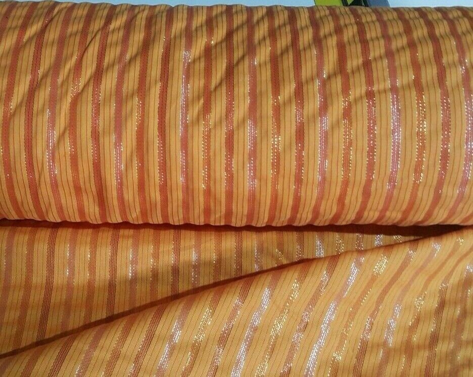 Cotton Fabric Shiny Striped Orange Sold By The Metre Etsy