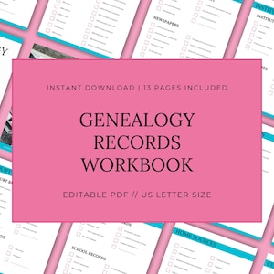 Genealogy Records Workbook | Family History | Family Tree Worksheets | PDF