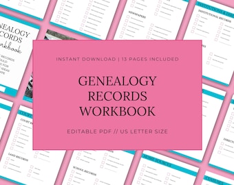 Genealogy Records Workbook | Family History | Family Tree Worksheets | PDF