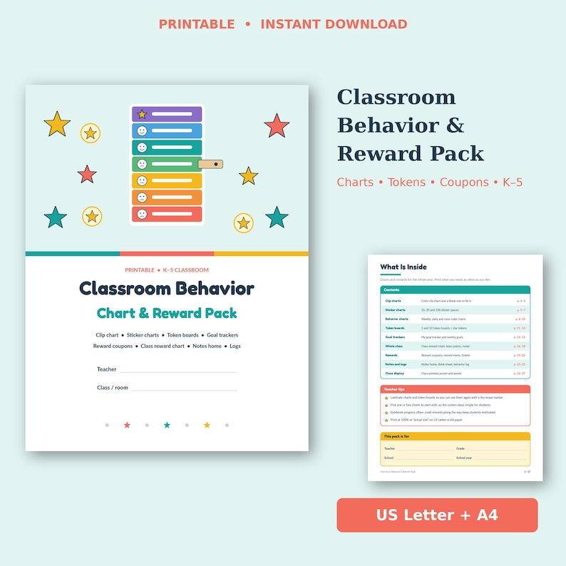 Classroom Behavior Chart Printable | Clip Chart, Sticker Charts ...