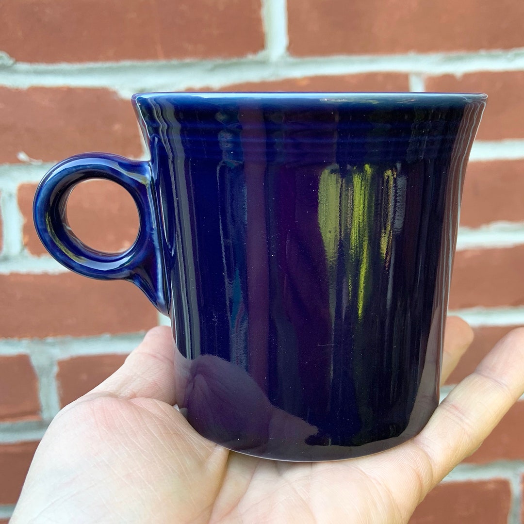 Vintage Style Fiestaware Cobalt Blue Ring Handled Mug Homer Etsy