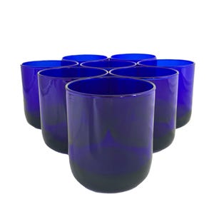 Set of Eight Vintage Cobalt Blue Premiere Rocks Glasses, Libbey, USA, Boho Bohemian Barware Drinkware Glassware Wedding Housewarming Gift