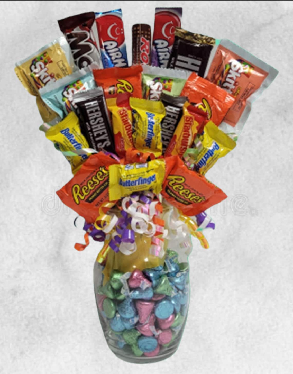 Candy Bouquet Glass Vase Candy Gifts Chocolate or Fruit Etsy
