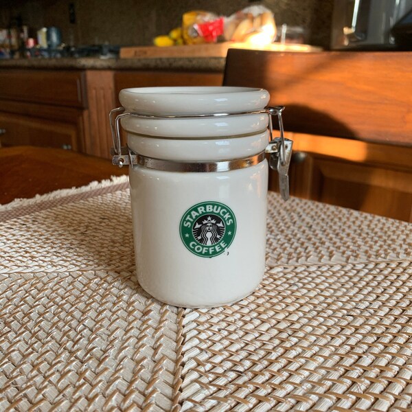 STARBUCKS 2007 Sirena Logo Café Blanco Cerámica ALMACENAMIENTO BOTE - Seminuevo