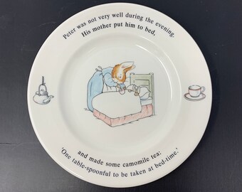 VINTAGE 1980's WEDGEWOOD Peter Rabbit Child Pan Plate Decor - Hecho en Inglaterra - Usado