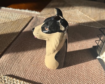 ANTHROPOLOGIE Handpainted Stoneware Dog Vase BORDER COLLIE - Preowned