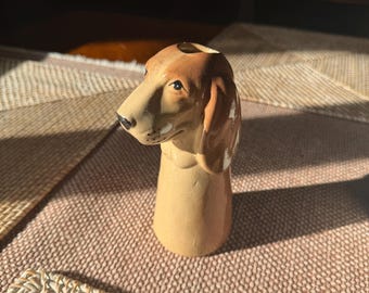 ANTHROPOLOGIE Handpainted Stoneware Dog Vase BLOODHOUND - Preowned