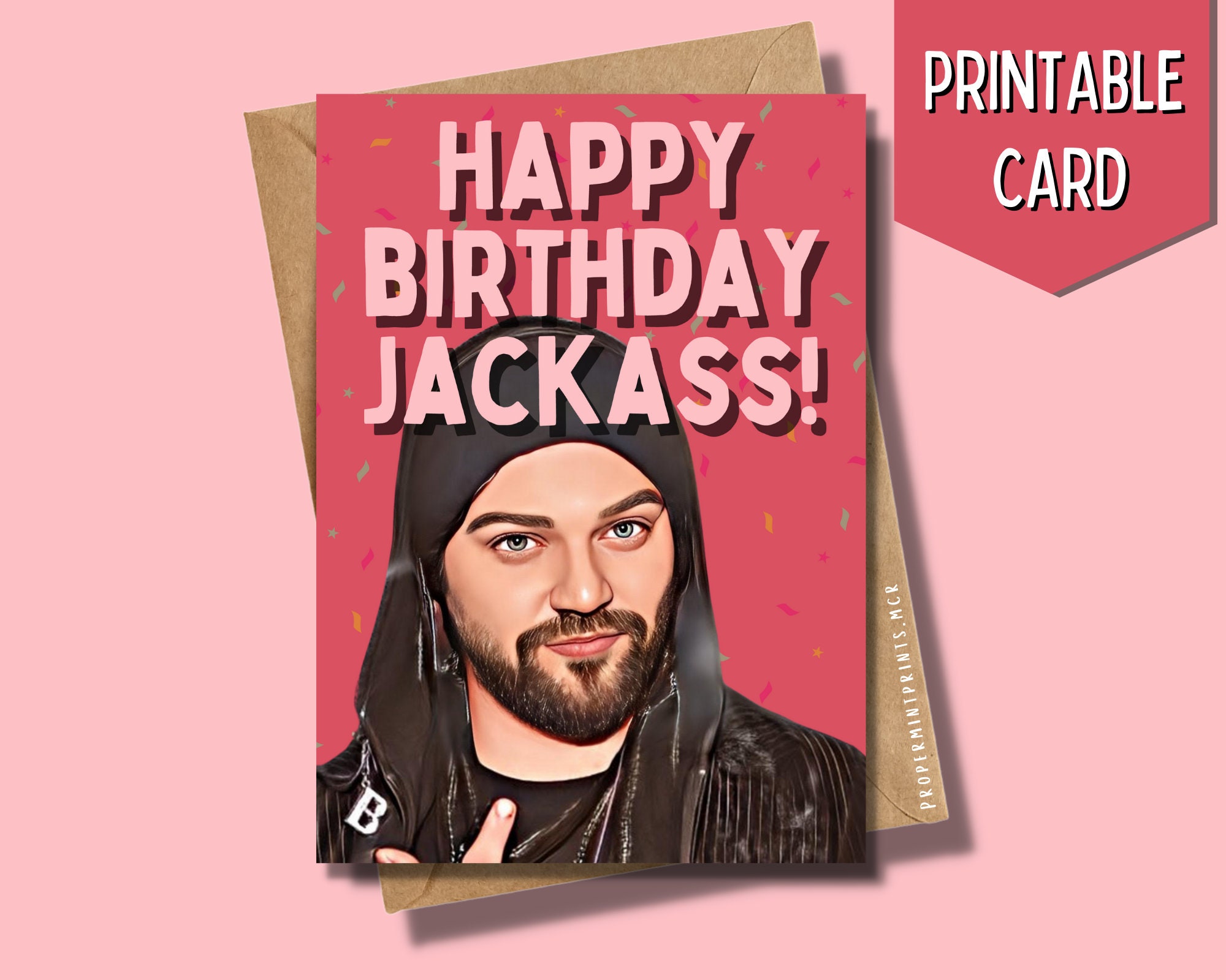 Printable Bam Margera Birthday Card | Happy Birthday Jackass | Funny