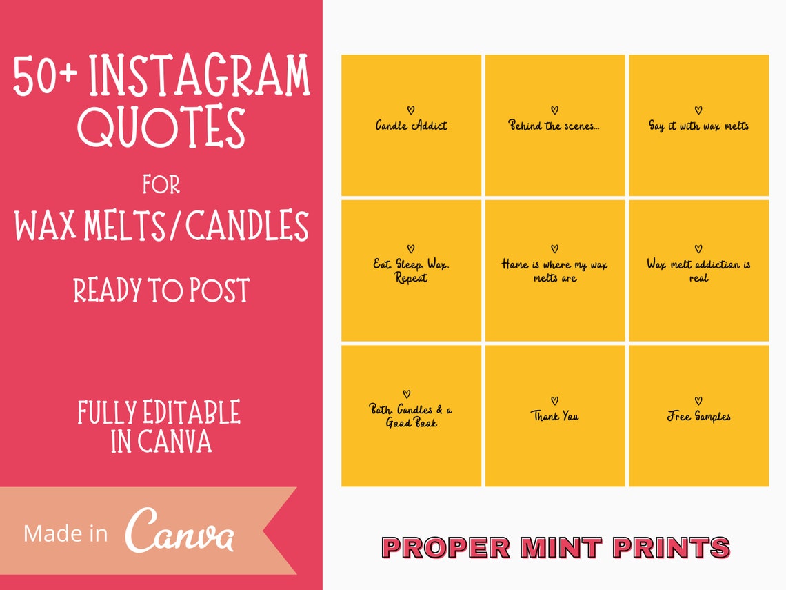 50 Candle and Wax Melt Instagram Quote Posts Small Business Etsy