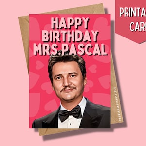 Carte d'anniversaire imprimable de Pedro Pascal | Fan de Mme Pascal Pedro Pascal de joyeux anniversaire Cartes De Vœux de Zazzle.be Liste d'envies Vous avez des idées ? Carte de célébrités pour sa meilleure amie Mme Pascal