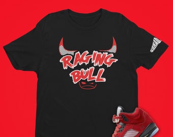 Air Jordan 5 Retro Raging Bull Text Unisex T-Shirt - Raging Bull T-Shirt - Retro 5 Shirt