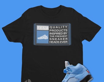 Sneakerhead Tag Air Jordan 5 UNC Sneaker Matching Shirt - Retro 5 Tee - UNC 5s Tee Shirt