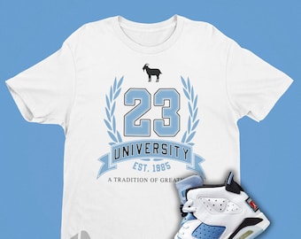 Koszulka dopasowana Air Jordan 6 UNC - 23 Koszulka uniwersytecka Match Retro 6 - koszulka uniwersytecka Jordan Matching Sneaker Tee