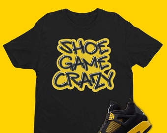 Air Jordan 4 Thunder Matching T-Shirt, Cute Shoe GAME Crazy Shirt, Sneaker Matching Tees, Retro Thunder 4s Shirt, Sneakerhead Graphic Tee