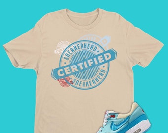 Certified Sneakerhead T-Shirt To Match Air Max 1 Blue Gale, Sneaker Ball Outfit, Sneaker Party Tee, Sneakerhead Clothing