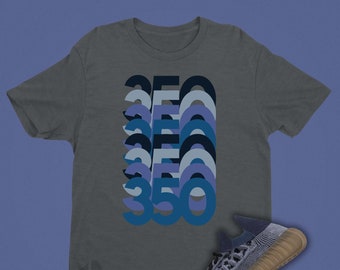 YEEZY 350 Slate Blue Match Tee, Camisa KANYE - Camiseta Azul Pizarra 350 V2 - Manga Corta Gráfico de Algodón Impreso Yeezy 350 Stack Tee