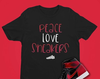 Air Jordan 1 Retro Patent Bred Real Peace Love Sneakers T-Shirt, Retro 1 Shirt, AJ1 SVG, Basketball Lover Gift