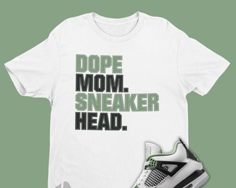 Mom Sneakerhead Shirt To Match Air Jordan 4 Oil Green Seafoam - Retro 4s Tee - Seafoam 4s Shirt - Oil Green 4s Tee - Cool Mom Tee