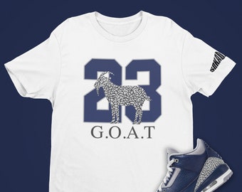 Air Jordan 3 Georgetown Midnight Navy/Cement Grey GOAT Unisex T-Shirt, Retro 3 Shirt, Cement Shirt