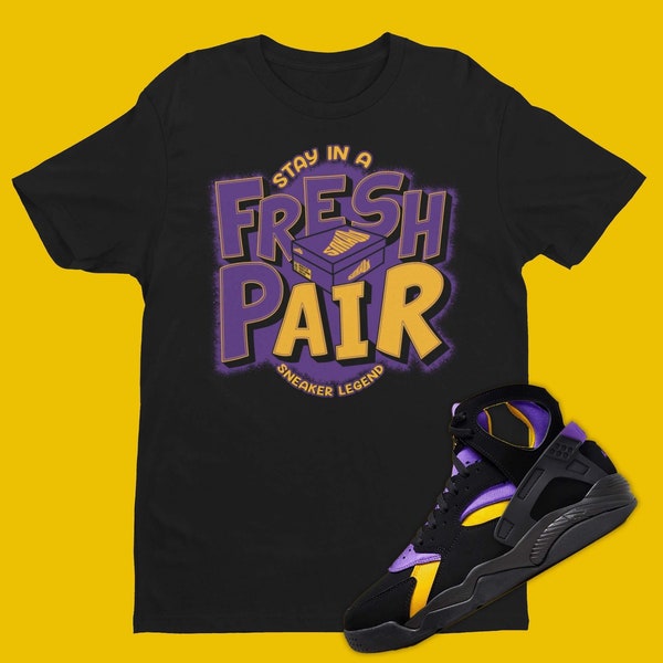 Fresh Pair T-Shirt To Match Air Flight Huarache Lakers Away, Sneaker Ball Outfit, Sneakers Party Tee, Sneakerhead Clothing