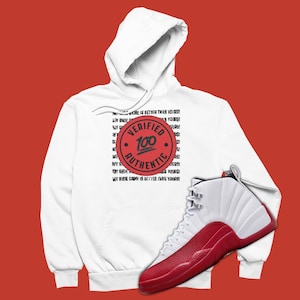 Air Jordan 12 Cherry Matching Hoodie - Retro 12s Pullover - Verified Authentic Sweatshirt To Match Cherry 12s
