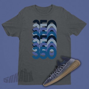 YEEZY 350 Slate Blue Match Tee, KANYE Shirt - 350 V2 Slate Blue Tshirt - Short Sleeve Cotton Graphic Printed Yeezy 350 Stack Tee