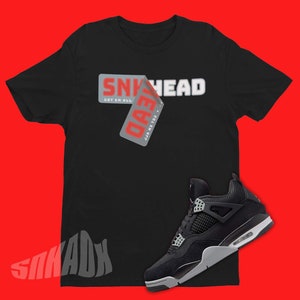 Air Jordan 4 Black Canvas Sneaker Match Tee - Retro 4 Tee - Sneaker Stickers Shirt to Match Retro 4s