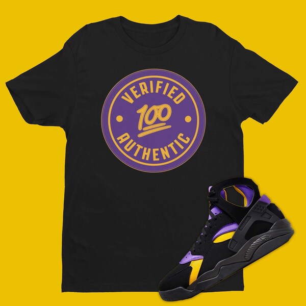 Verified Authentic T-Shirt To Match Air Flight Huarache Lakers Away, Sneaker Ball Outfit, Sneakers Party Tee, Sneakerhead Clothing