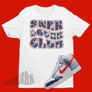 Wavy Sneaker Shirt Match Dunk High Washed Denim - Dunk Matching Tee - Trendy Shirt To Match Dunk Washed Denim