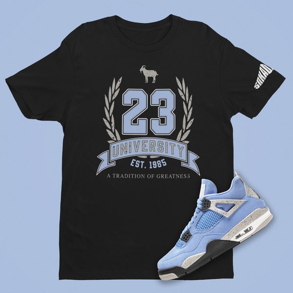 23 University Unisex Shirt to Pair with Air Jordan 4 University Blue, Retro 4 Shirt, Retro 4 University Blue Shirt