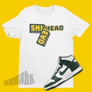 Sneaker Sticker Unisex Shirt To Match Dunk High Noble Green - Australia Dunks Matching Sneaker Tee - White Green Dunk Sneaker Matching Tee