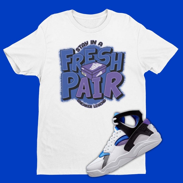 Match Air Flight Huarache Varsity Purple and Royal Blue T-Shirt, Cute FRESH Pair Shirt, Sneaker Matching Tees, Bold Berry Huarache Tee