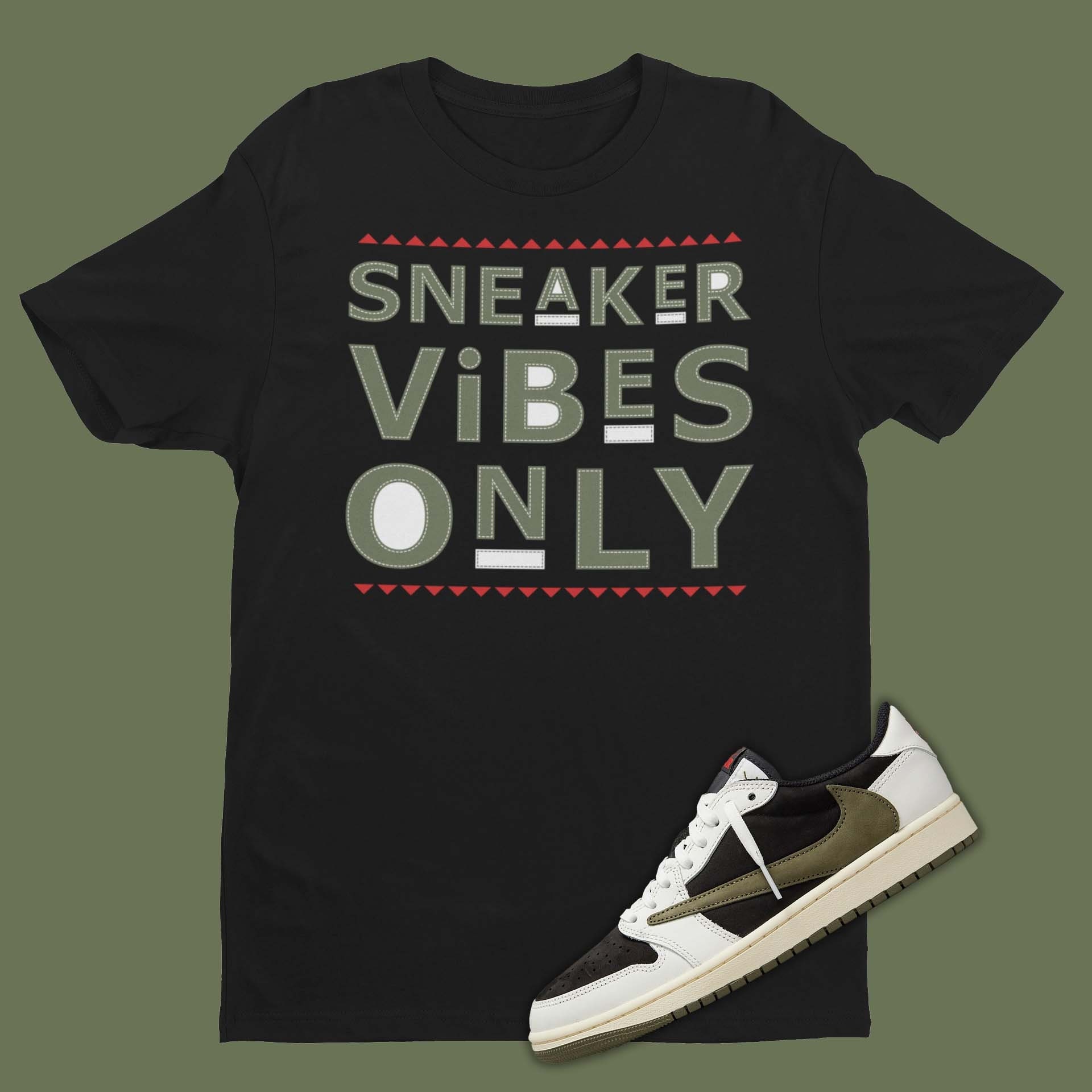Match Travis Scott Air Jordan 1 Olive T-shirt, Sneaker VIBES Only
