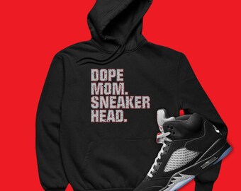 Dope Mom Sneakerhead Hoodie Matching Jordan 5 Black Metallic Reimagined, Match Sneakers, Sneakerhead Outfit