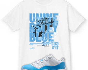 University Blue Youth Tee Shirt to Match Jordan 11 University Blue, White Kids Shirt Unisex