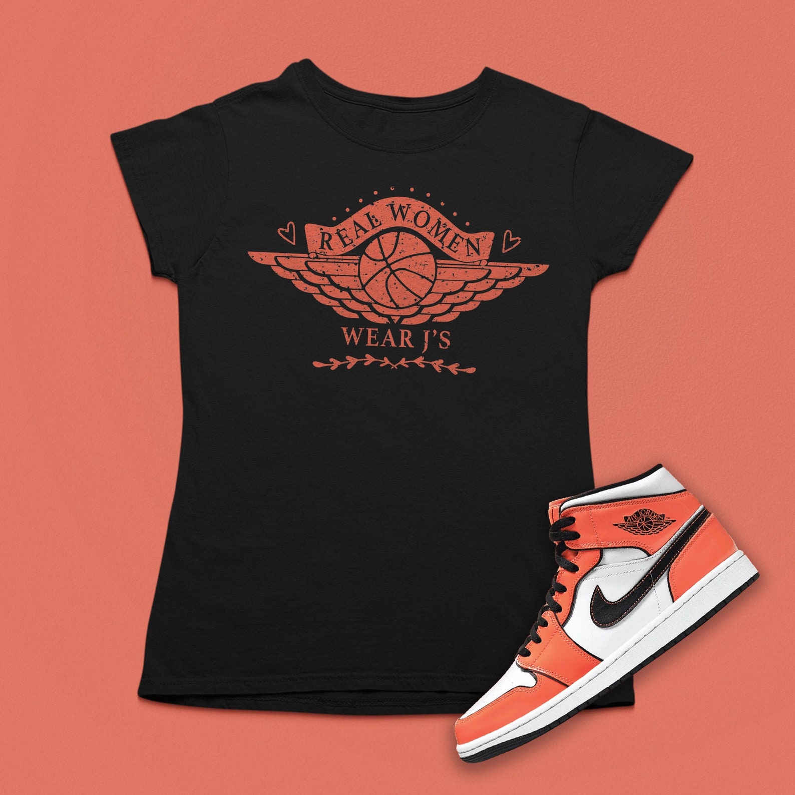 Air Jordan 1 Mid SE Turf Orange Real Women Wear J's | Etsy