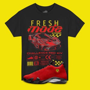 Fresh Mode T-Shirt Matching Jordan 14 Ferrari, Retro 14s Tee for Sneakerheads