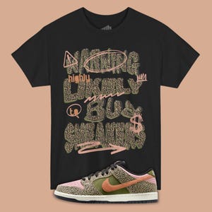 Warning Likely to Buy Sneakers T-Shirt Matching Rust Pink and Rough Green Dunks, Tee For Sneakerheads