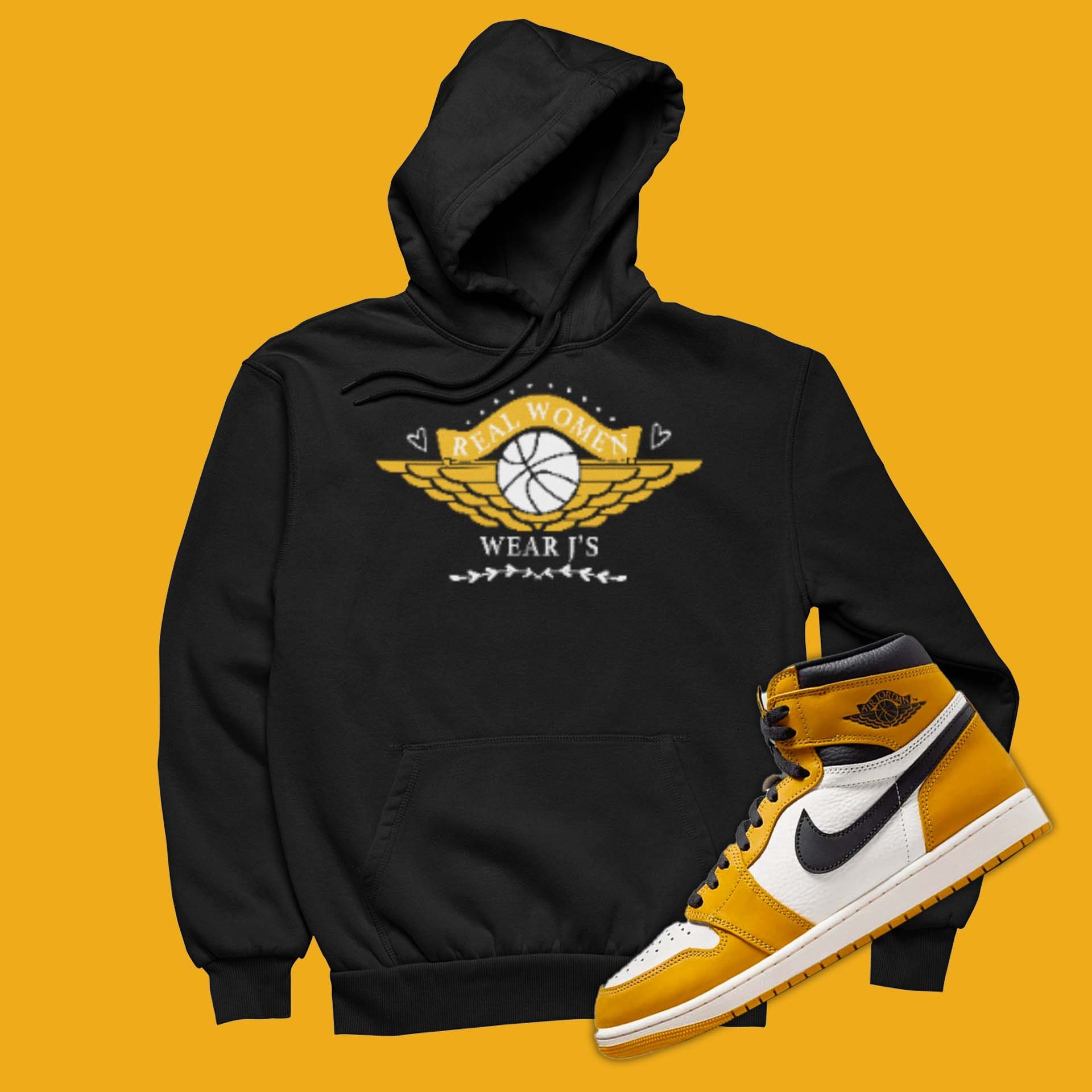 Real Women Wear J's Hoodie to Match Air Jordan Yellow Ochre