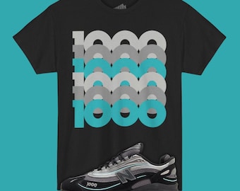 1000 Stacked Black T-Shirt Matching NB 1000 Black Teal, Sneakerhead Tee