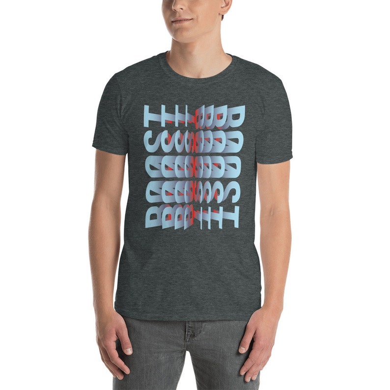 May include: A dark heather grey t-shirt with a blue and red graphic that reads "The Good, The Bad, The Scariest".